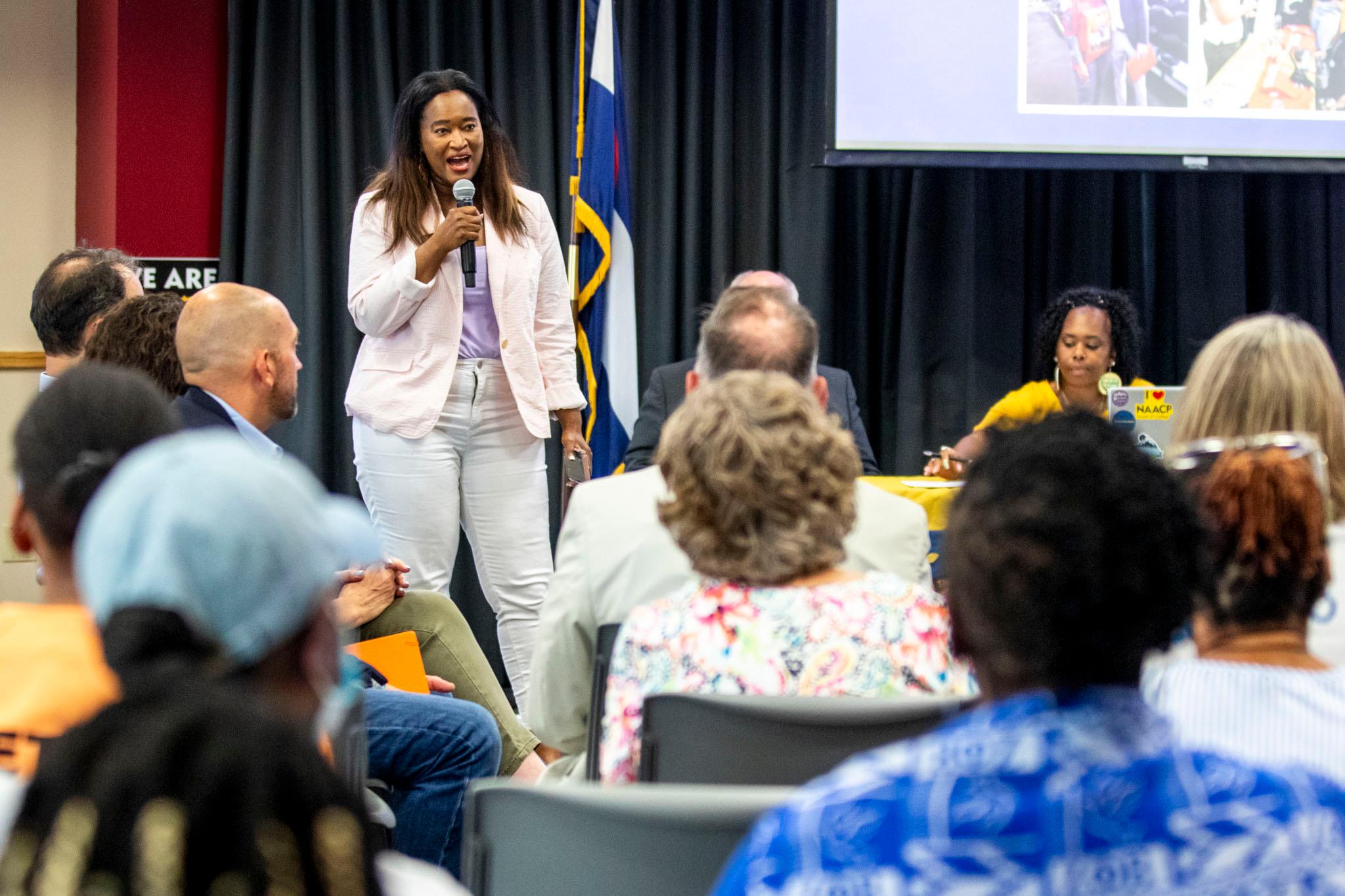 State Rep. Naquetta Ricks speaks at an Aurora Branch NAACP meeting at the Community College of Aurora