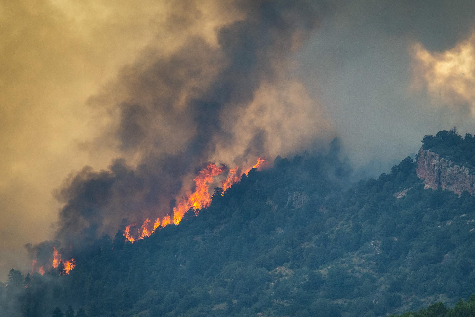 Flames from the Oak Ridge fire near Beulah